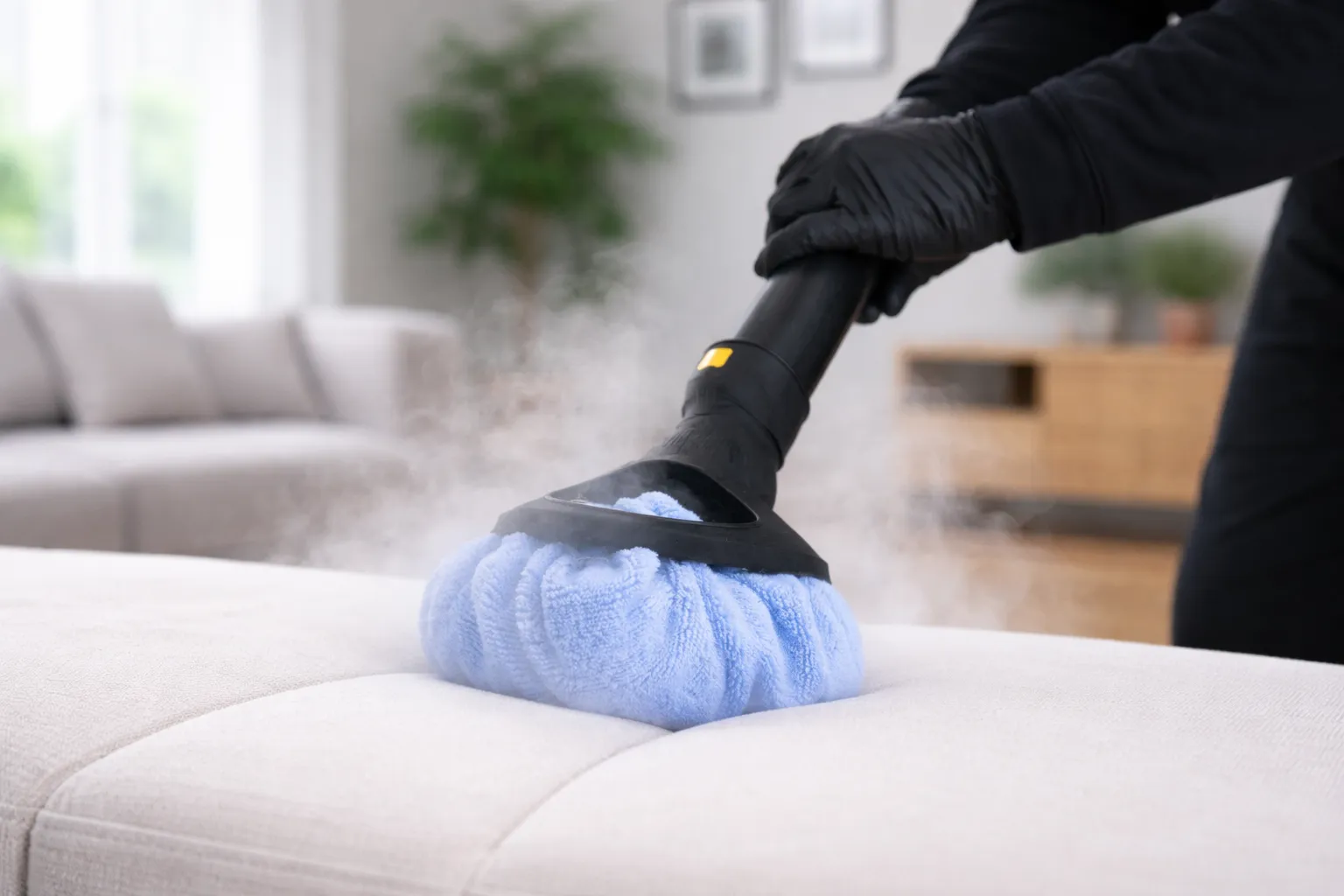 Professional mattress deep cleaning with dry steam technology